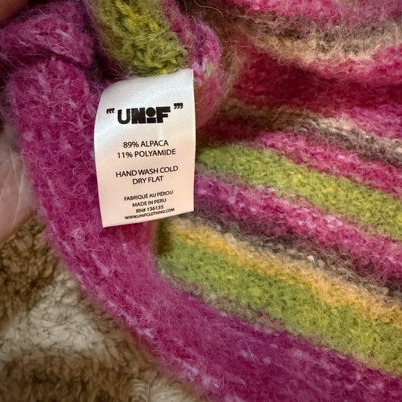 UNIF Pink and Green Striped Pichu Sweater - Picture 4 of 5